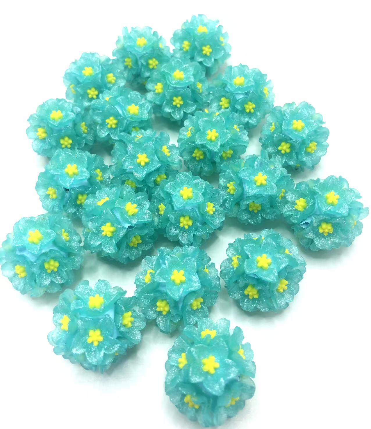 Flower beads Multicolored flower beads made of clay Clay beads Random Mix 24mm