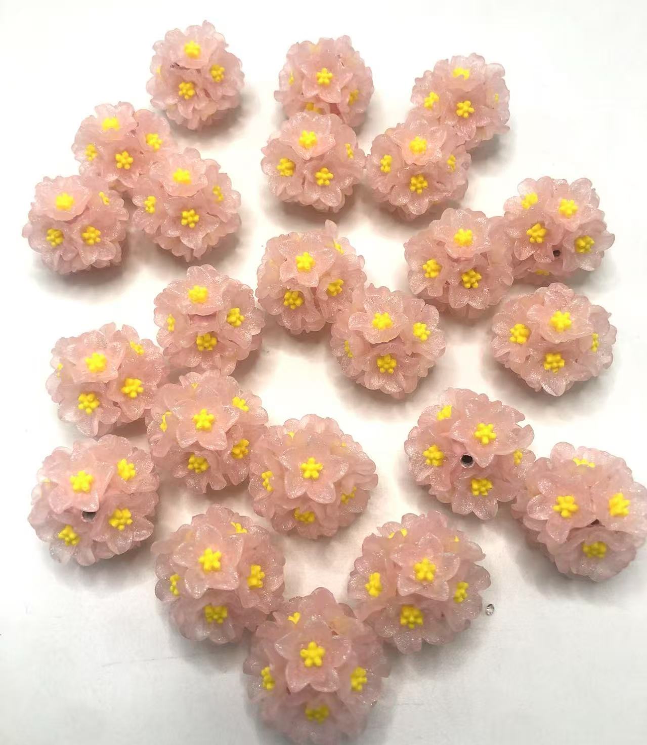 Flower beads Multicolored flower beads made of clay Clay beads Random Mix 24mm