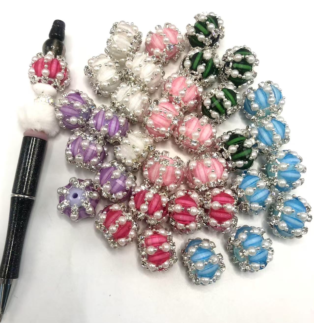 fancy Acrylic Pumpkin beads lantern bead rhinestone chain pearls Multicolored beads Random Mix