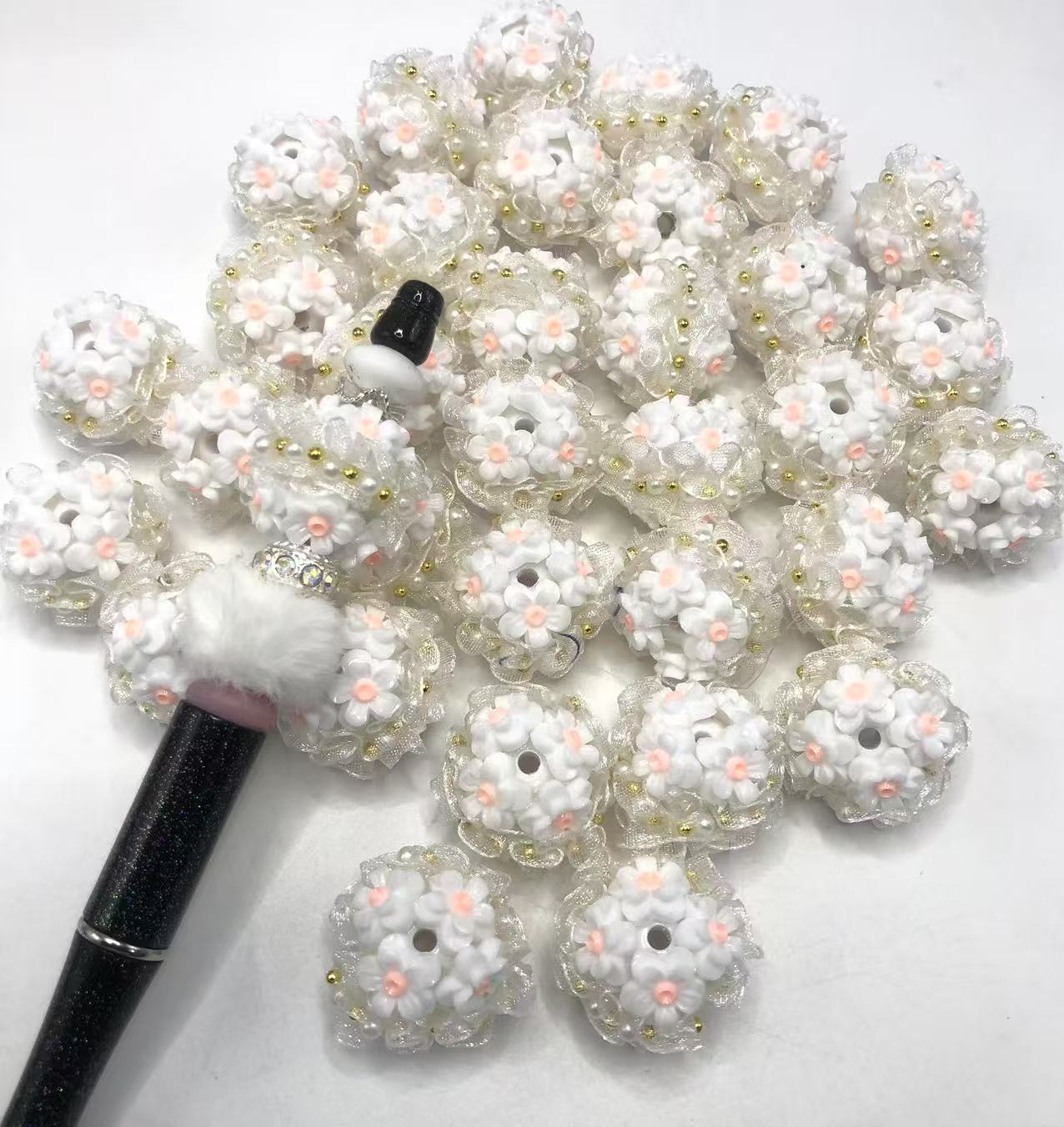 fancy Acrylic Pumpkin beads lantern bead rhinestone chain pearls Multicolored beads Random Mix