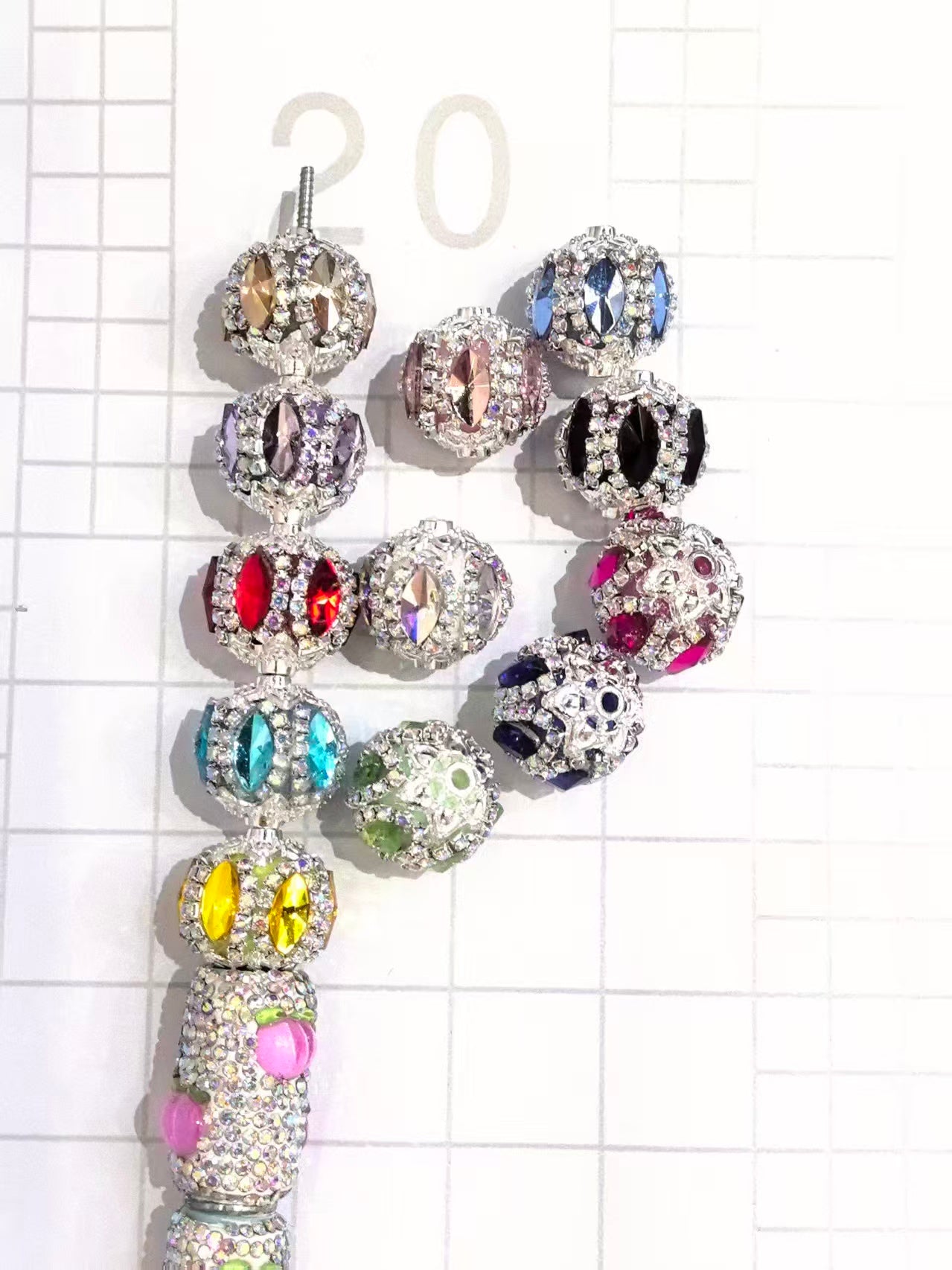 Fancy Beads Golden chain and silver chain Mirror Glass Metal flowers spacer Acrylic beads 18mm