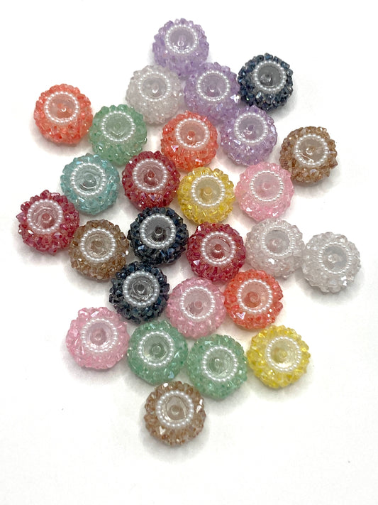 Fancy acrylic crystal beads Heart crystal Shining crystal Pearl gasket beads Random Mix