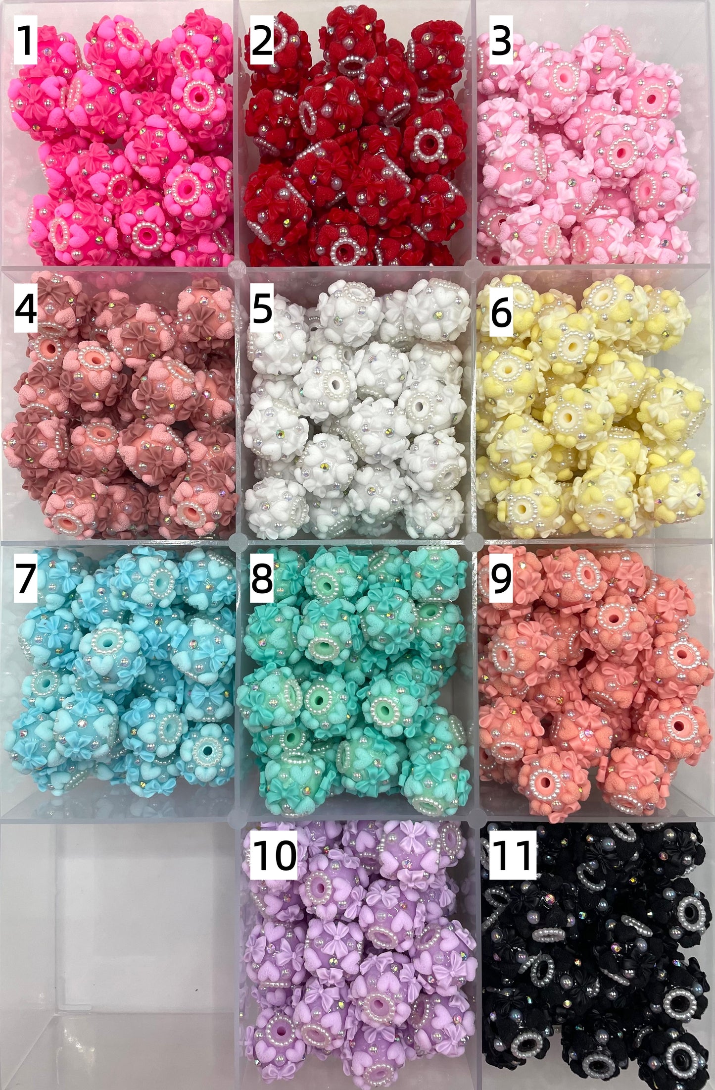 Fancy Beads bow Matte Heart Rhinestone Pearls and Chains spacers Beads Random Mix