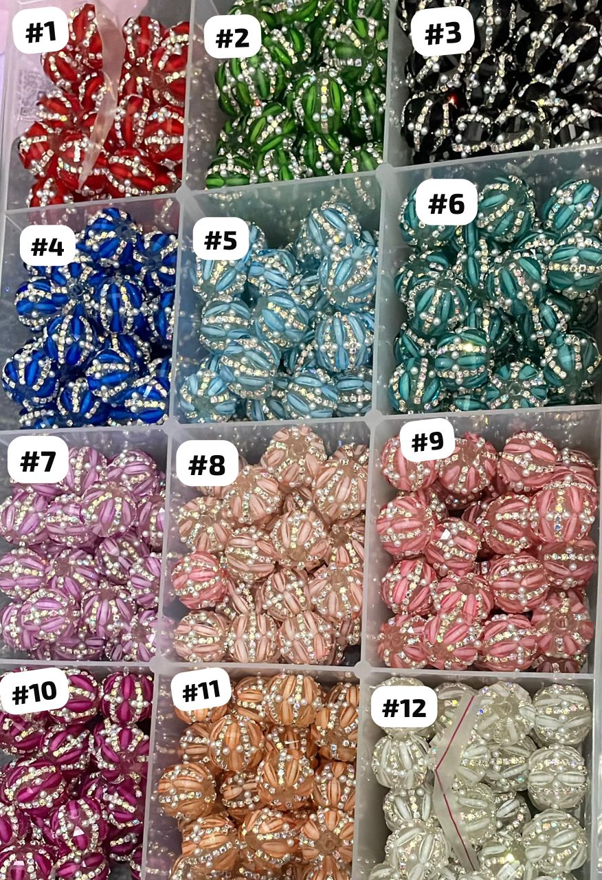 beaded beadable fancy lantern bead ornaments with pearl and rhinestone chain