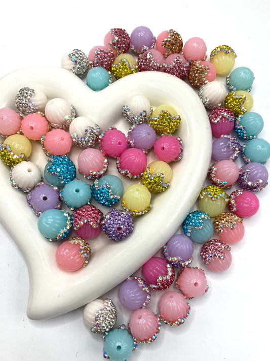 Sanded pumpkin beads Jelly color Clay water Rhinestone Sanded pumpkin beads 16mm Random Mix