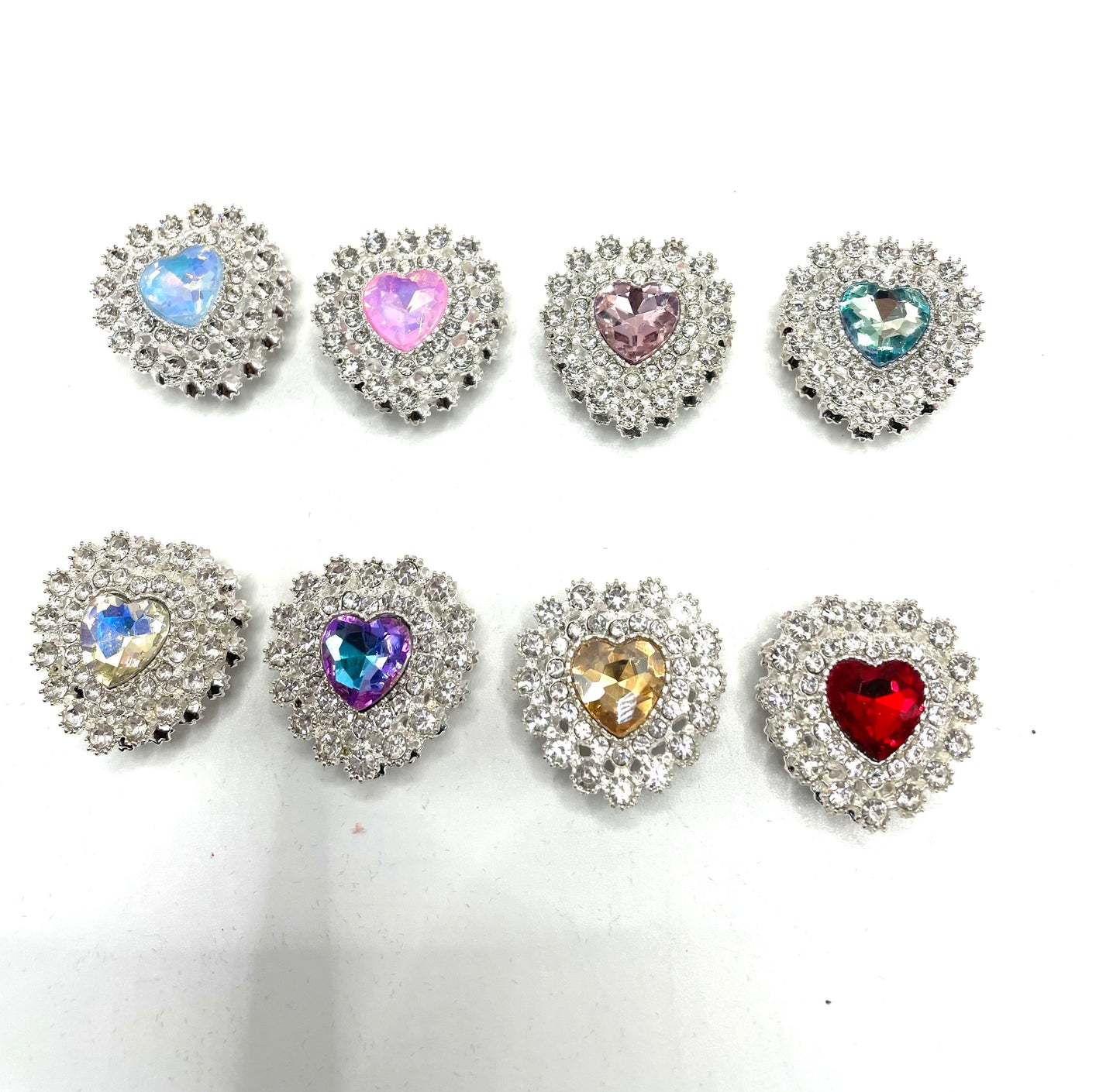 Beaded beadable metallic fancy heart crystal stone rhinestone beads ,colored