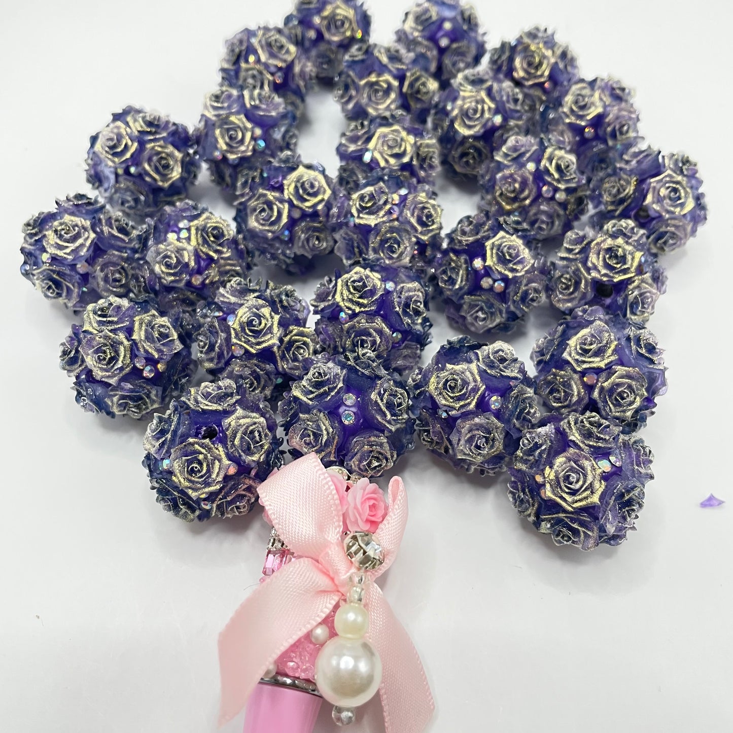 Soft flower bow beads bow heart beads