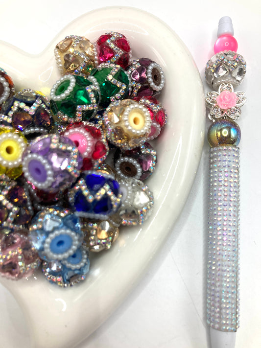 Fancy Beads mirror Heart rhinestone beads Chain and pearl gasket acrylic beads Random Mix