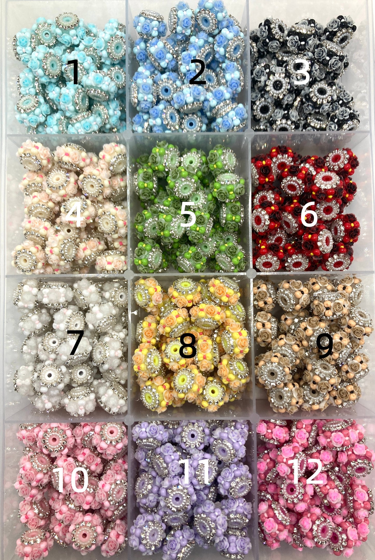 Fancy Beads Rose flower Beads Beaded bow Pearl gasket beads Random Mix