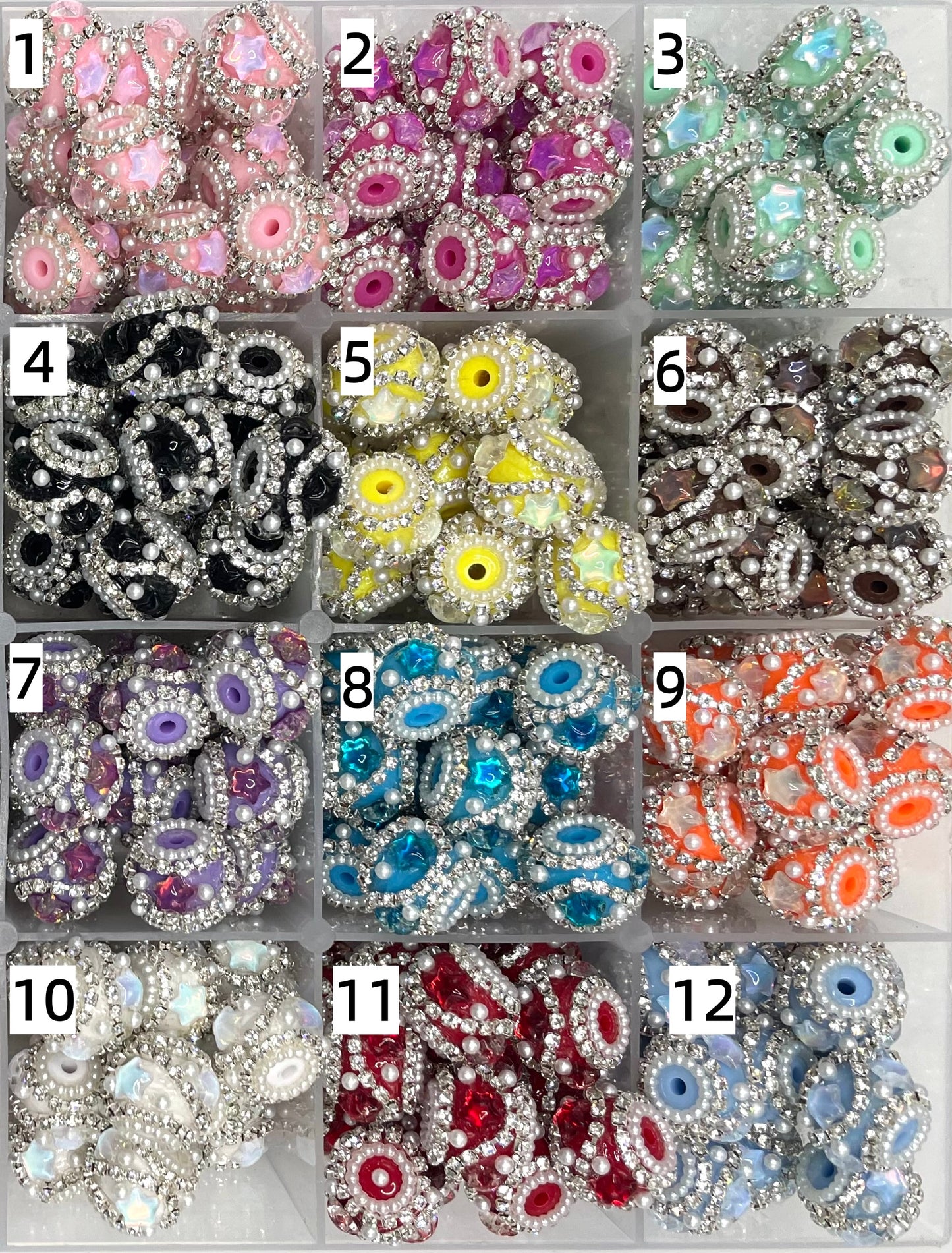Fancy Beads Chain Stars Pearl gasket Acrylic beads 18mm Random Mix