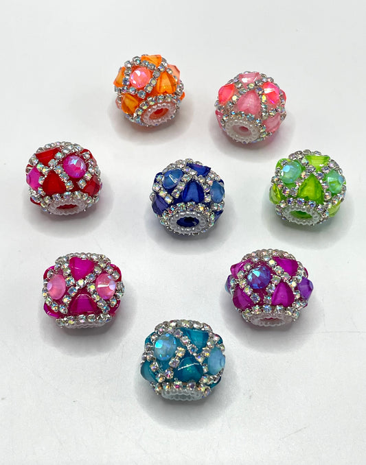 Bubble rhinestone with double layers heart fancy beads