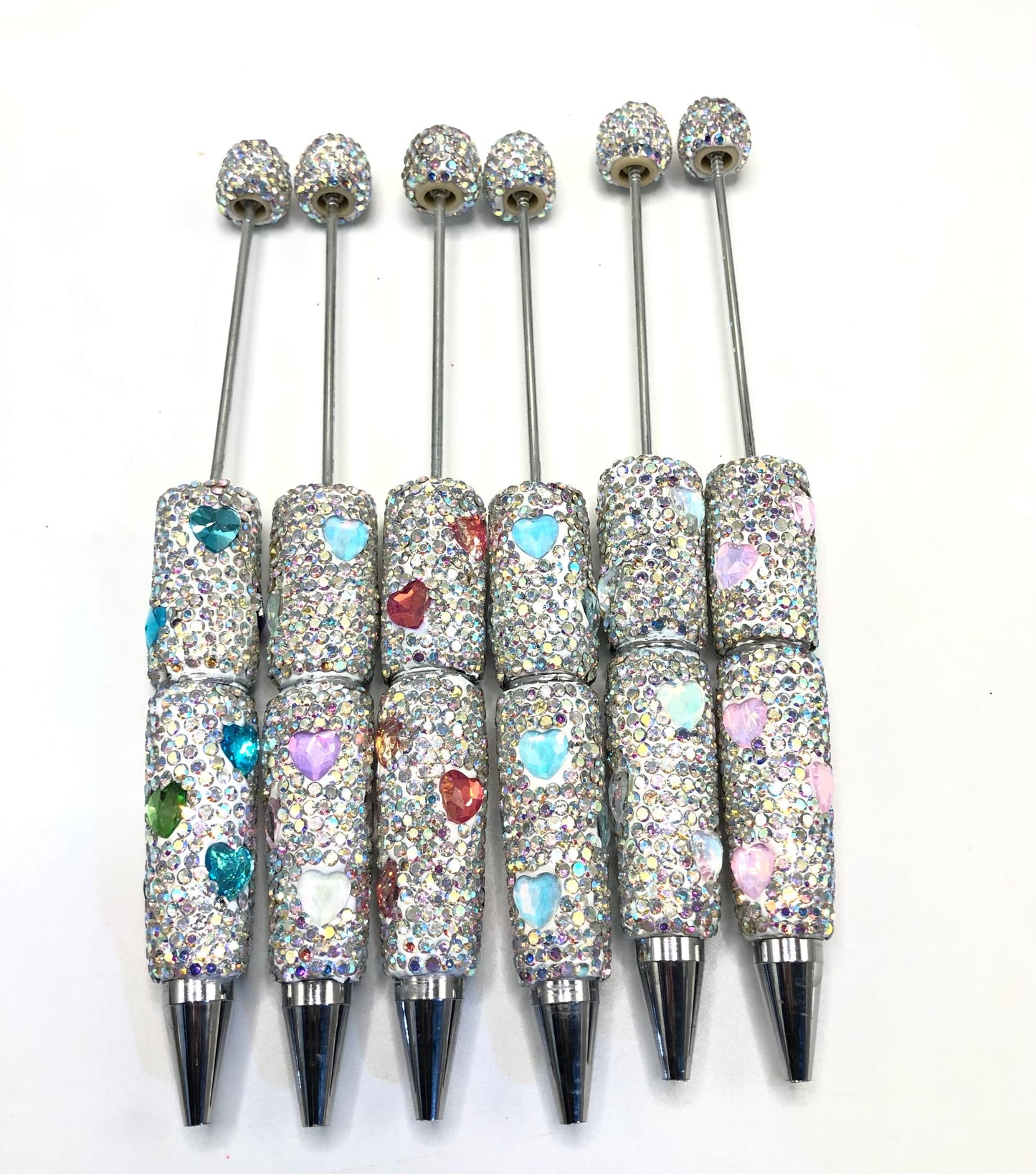 opal color clay rhinestone pen Diy Clay Rhinestone with heart shape rhinestone beaded beadable pen Rhinestone pen Bling pen, Random MiX