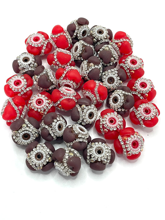 Acrylic beads Fancy Beads Sanded Heart Matte Candy-colored heart 19mm Random Mix