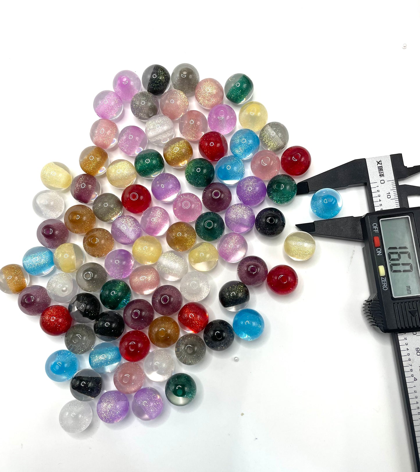 Acrylic glitter bead colorful random mix color 16mm