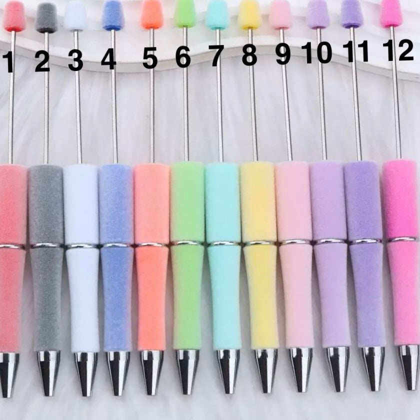 beaded beadable flocked fuzzy pen beaded velvet pen