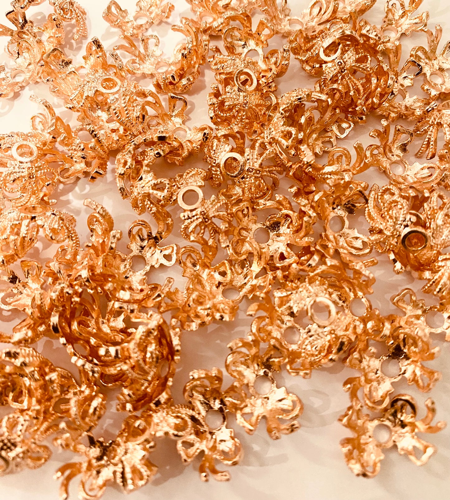 fancy spacer fancy bow shape bead cap metallic bead cap spacer gold silver