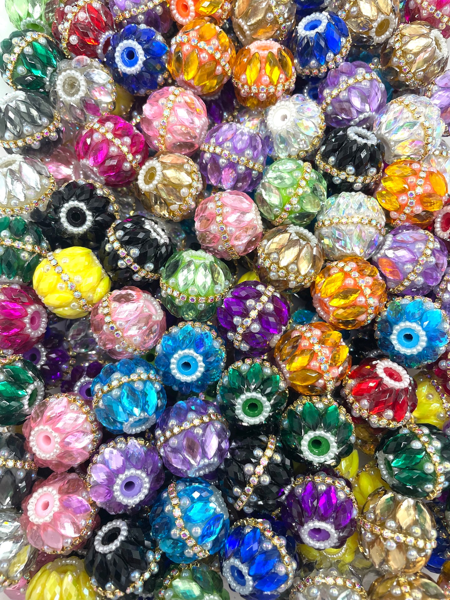 Fancy Beads Acrylic beads Mirror Subsidy Pearl bubbles Gold Chain Pearl gasket Beads 21mm Random Mix