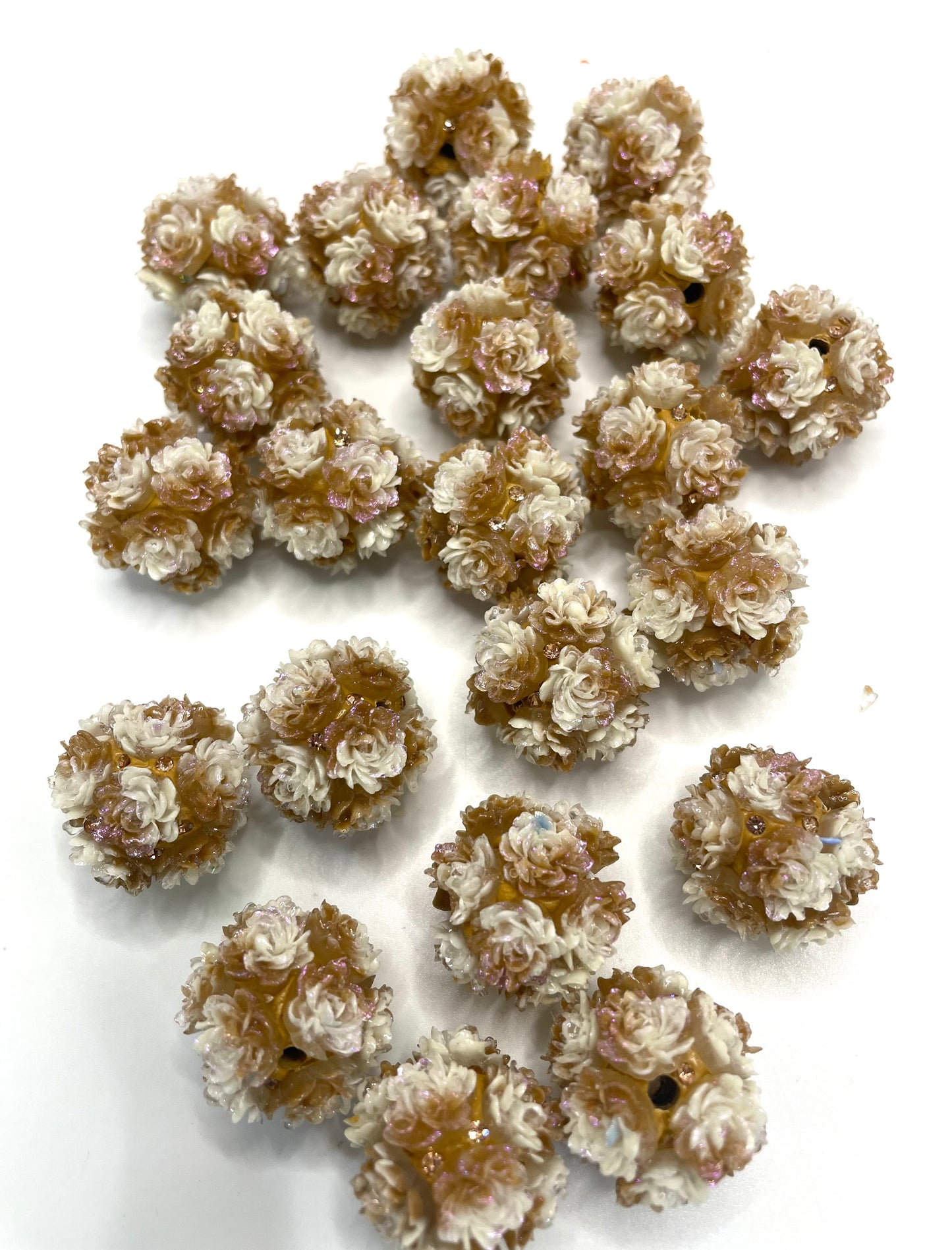 DIY soft glitter flower bead,colored ,random mix