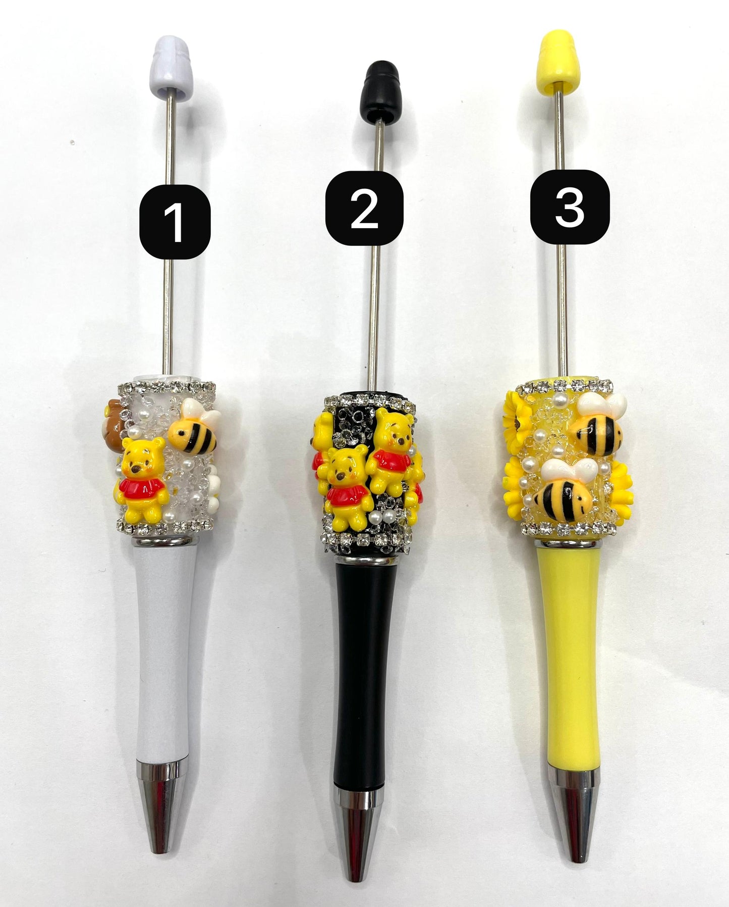 diy pen diy character pen bee pen honey can Winnie Pooh pen ornament with sugar and pearl colored
