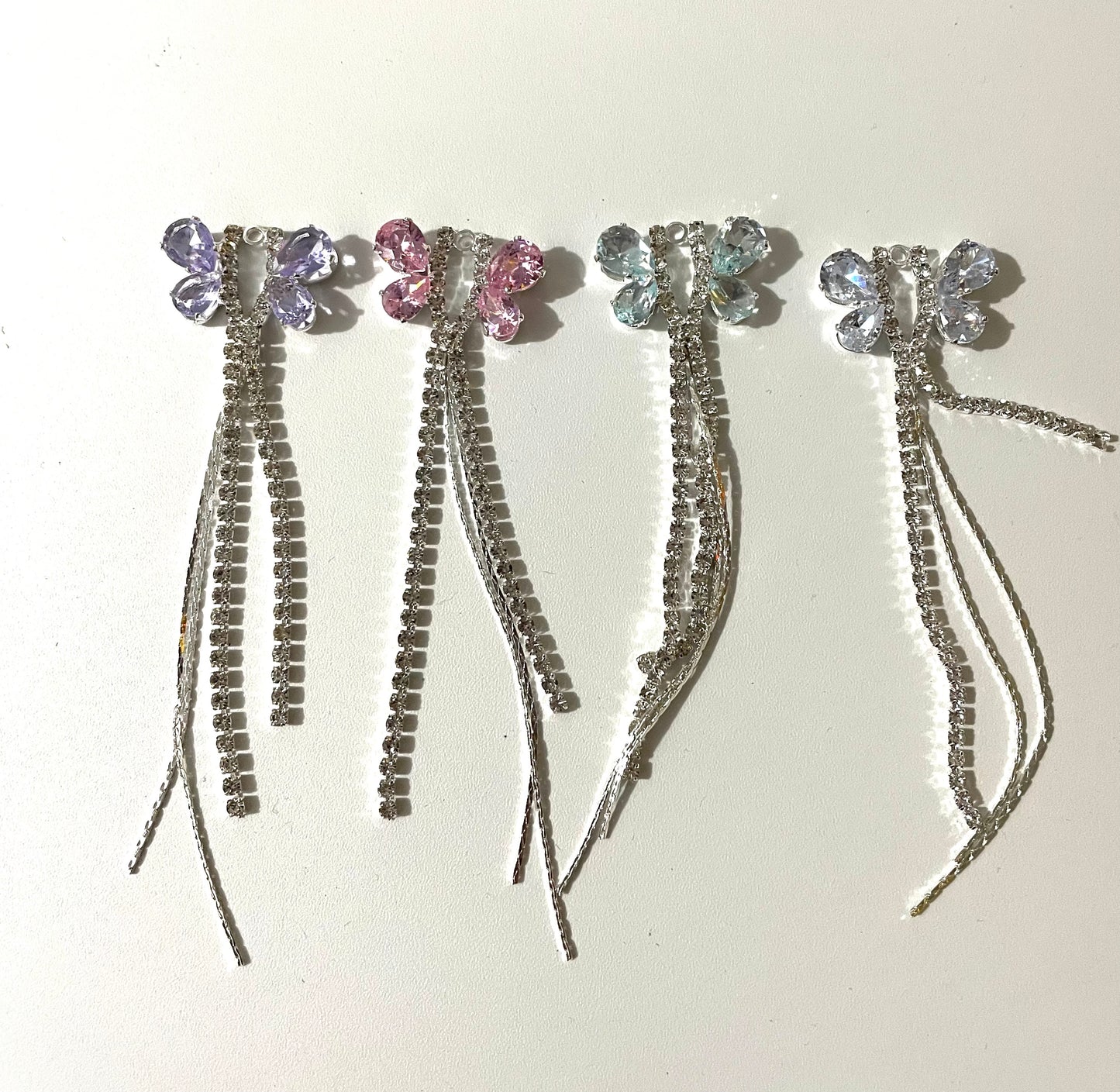 DIY with fancy butterfly charm pendant ornament with crystal rhinestones and pearl