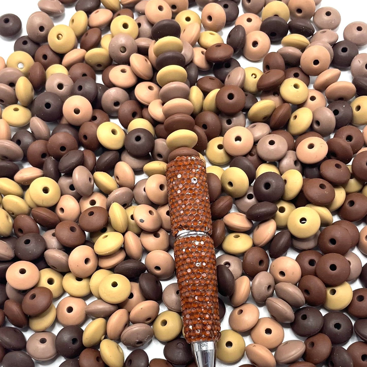 beaded beadable Silicone Lentil Spacer Beads,Random mix,12mm