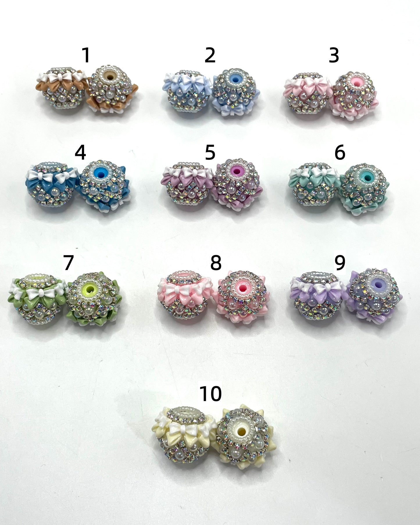 Fancy Beads bow Chain and bubble Mirror Rhombus Rhinestone Double-colored bow Beads 19mm