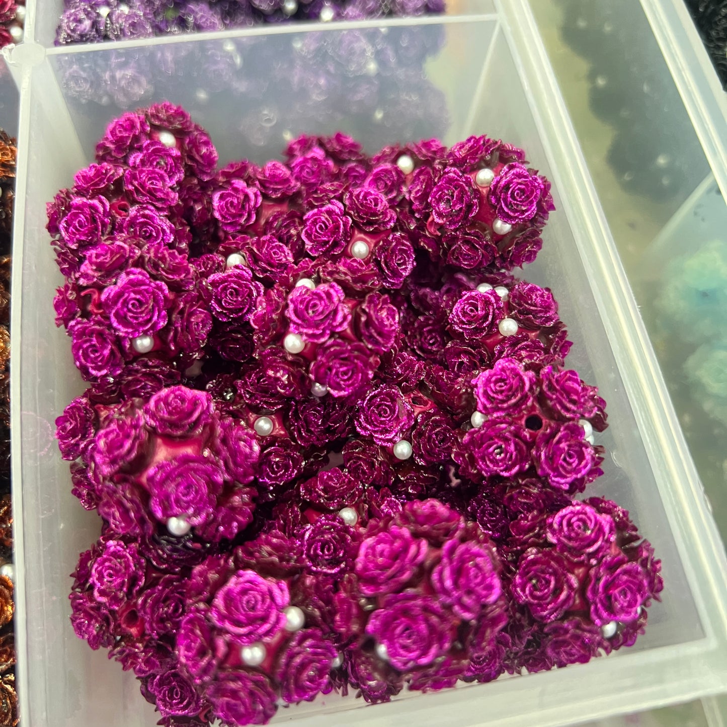 soft rose flowers bead dark color flowers bead beaded flower colored random mix