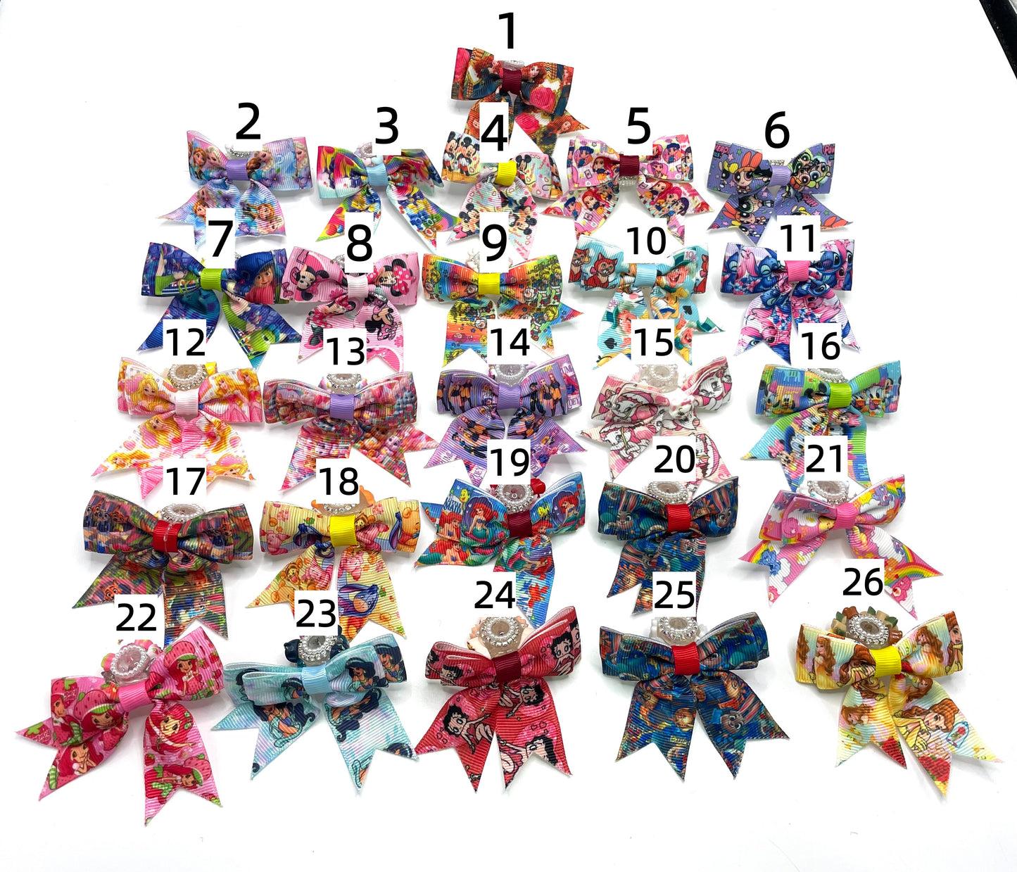 Figurine Cartoon character Anime characters Cute acrylic bow-shaped beads Printed bow tie Cartoon bow tie Sugar beads Random Mix