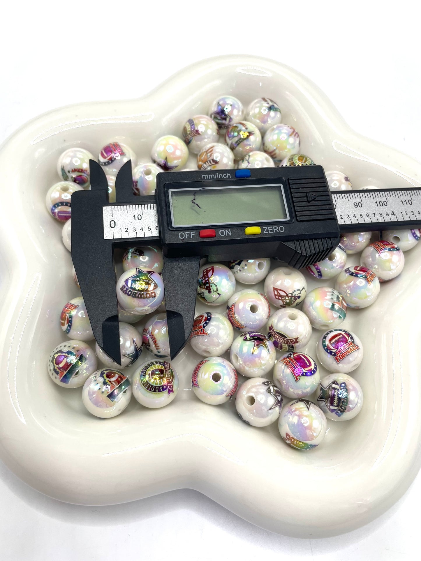 Rugby beads Rugby pattern Team emblem American football 16mm