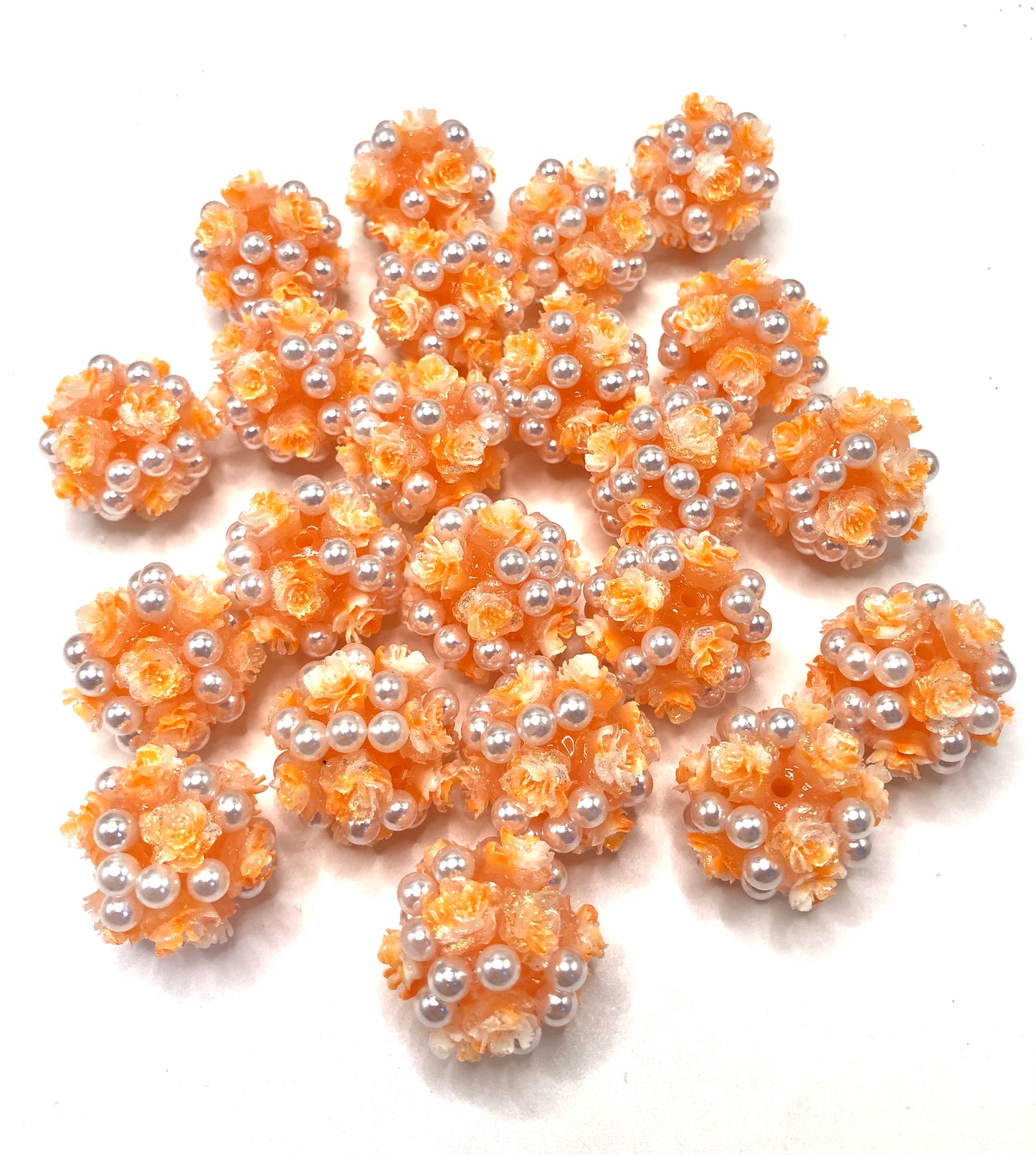 acrylic base bead soft rose flower ornament with peral colored ,random mix