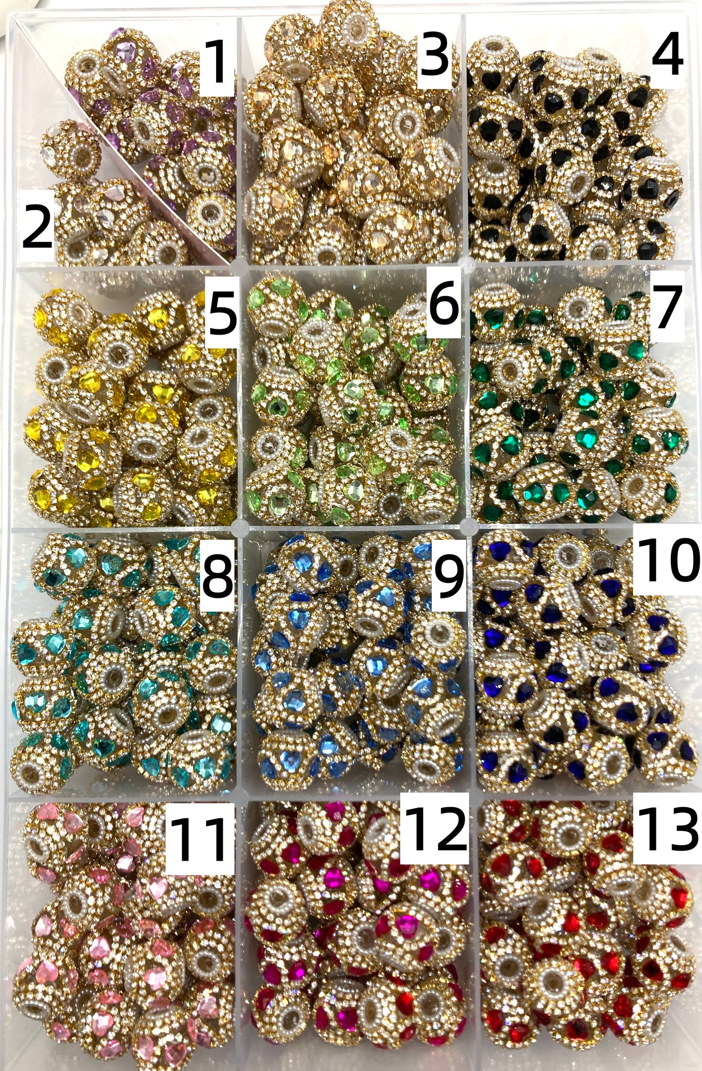 Fancy Beads Heart Golden Chain Translucent heart rhinestone mirror 20mm Random Mix