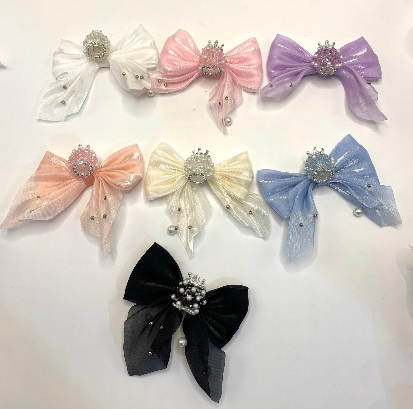 textile fabrica with crown bead fancy bead silk bow pillow fancy bead craft with crown organza silk finishing bow ,ornament with pearl and sugar stone, delicate handcraft ,randon mix color