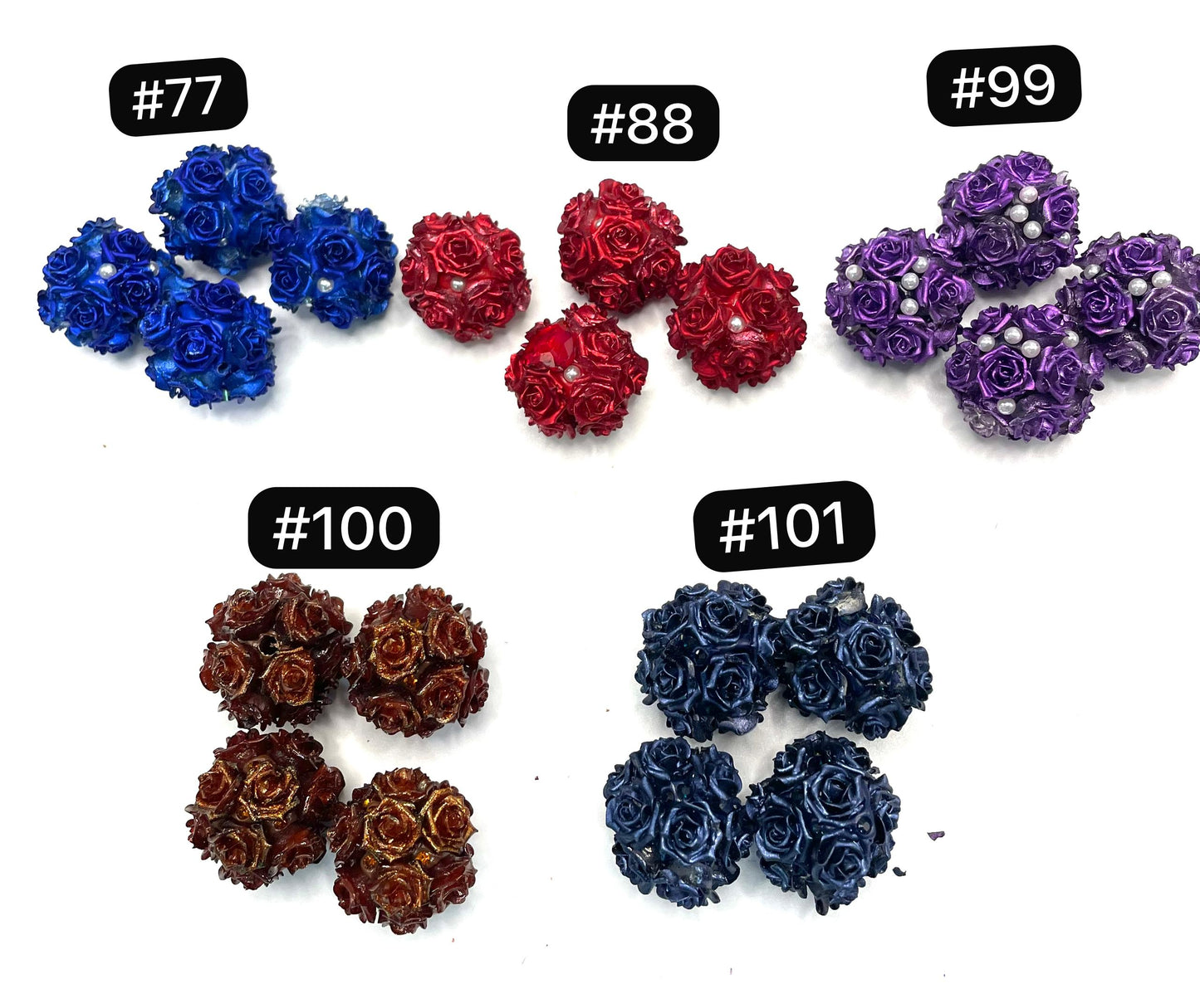 fancy rose flower bead diy beads colored random mix