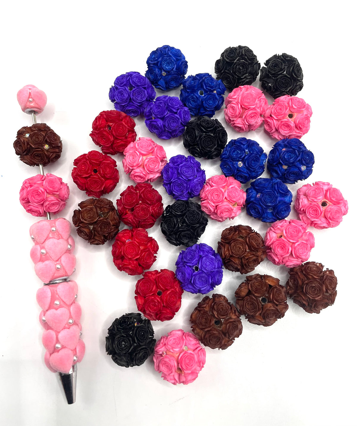 More new colors arrived DIY soft rose flower beads ornament with rhinestone beaded beadable flower colored
