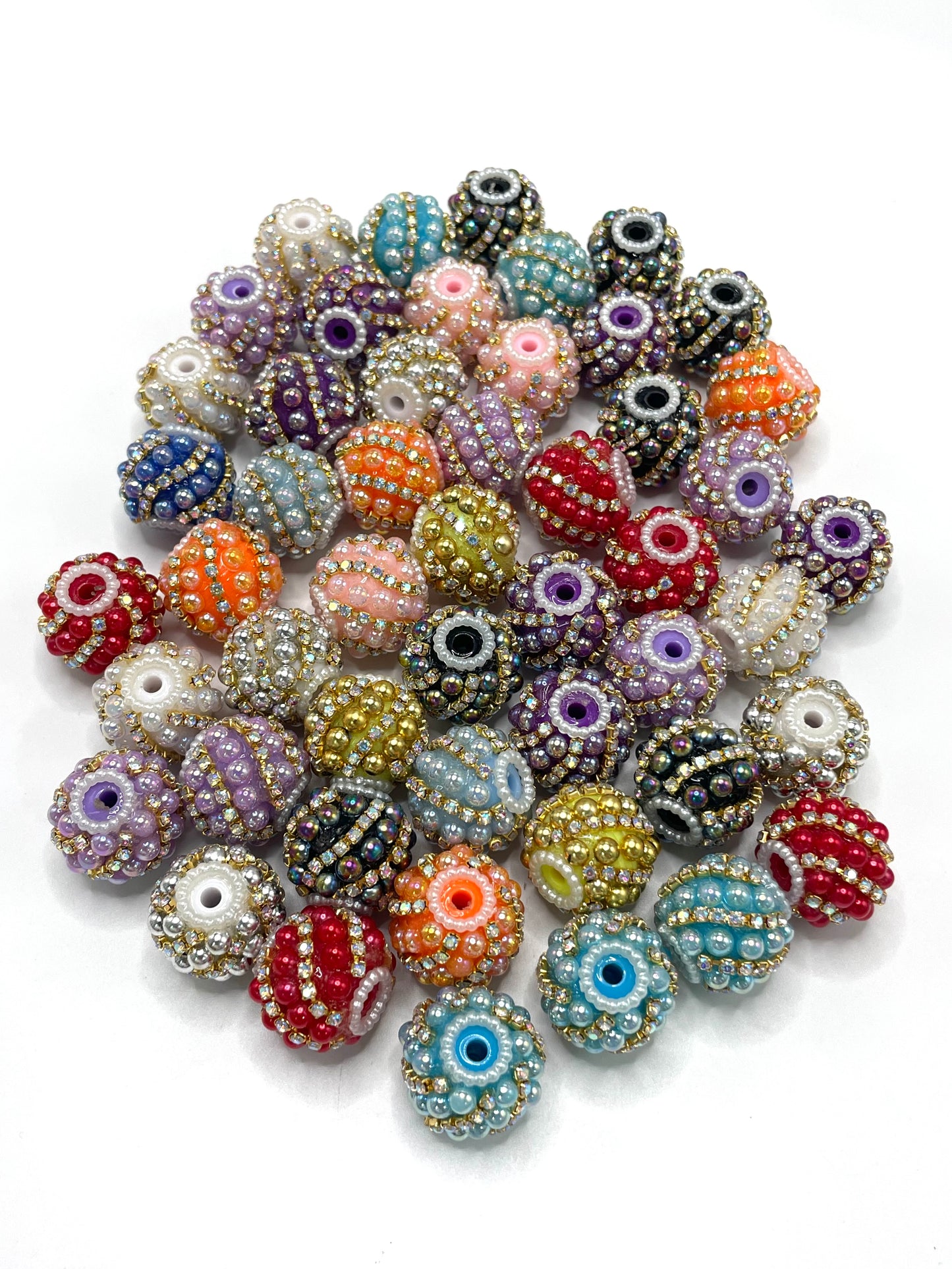 Fancy Beads Pearl bubbles Encircling Rhinestone chain Pearl gasket Acrylic beads 18mm Random Mix