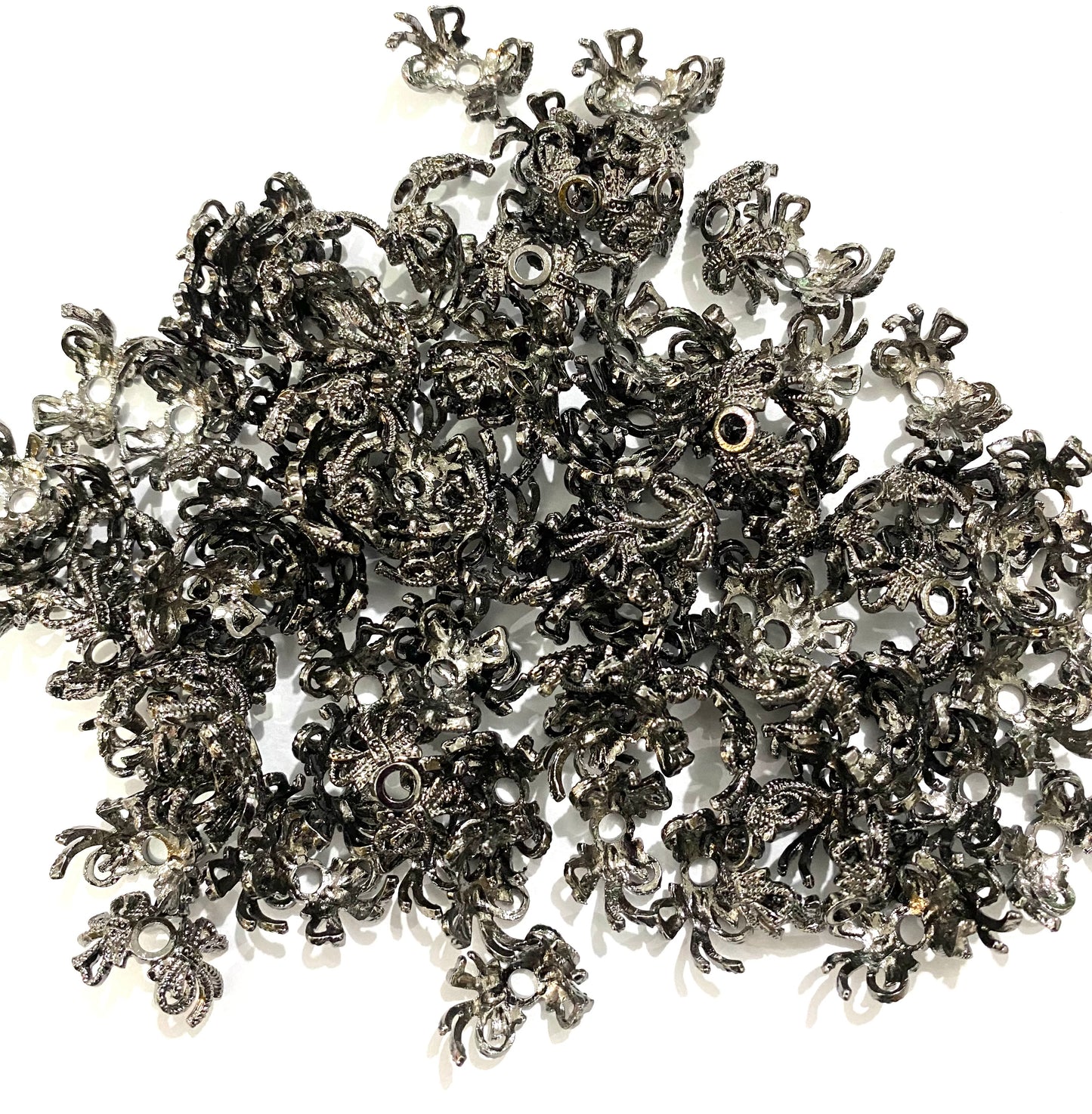 fancy spacer fancy bow shape bead cap metallic bead cap spacer gold silver