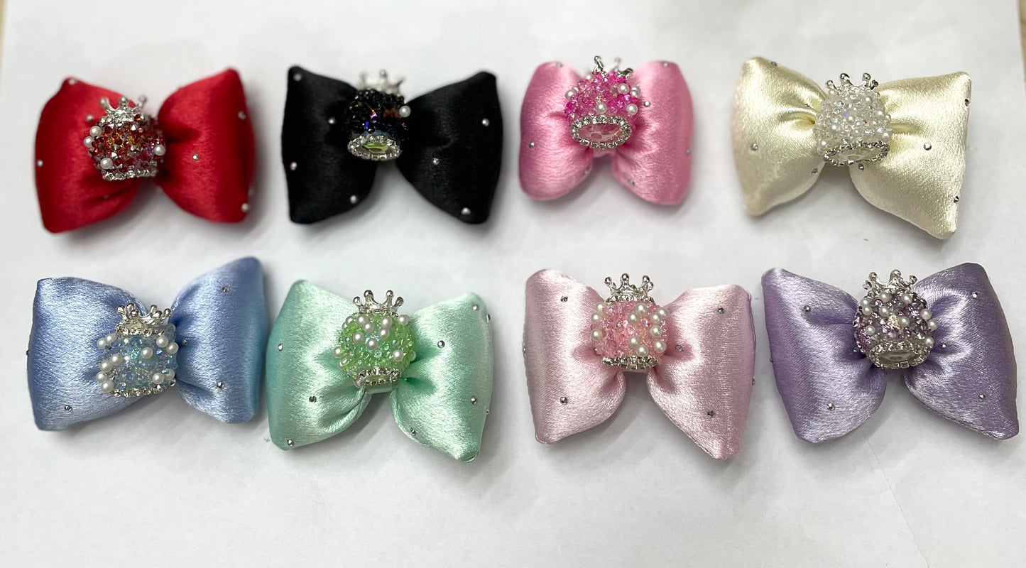 textile fabrica with crown bead fancy bead silk bow pillow fancy bead craft with crown organza silk finishing bow ,ornament with pearl and sugar stone, delicate handcraft ,randon mix color
