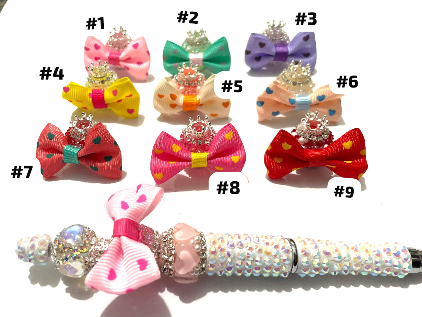 textile fabrica bow with crown bead fancy bead craft with crown ornament with bow satin ribbon knot,ornament with pearl and sugar stone, delicate handcraft ,randon mix color