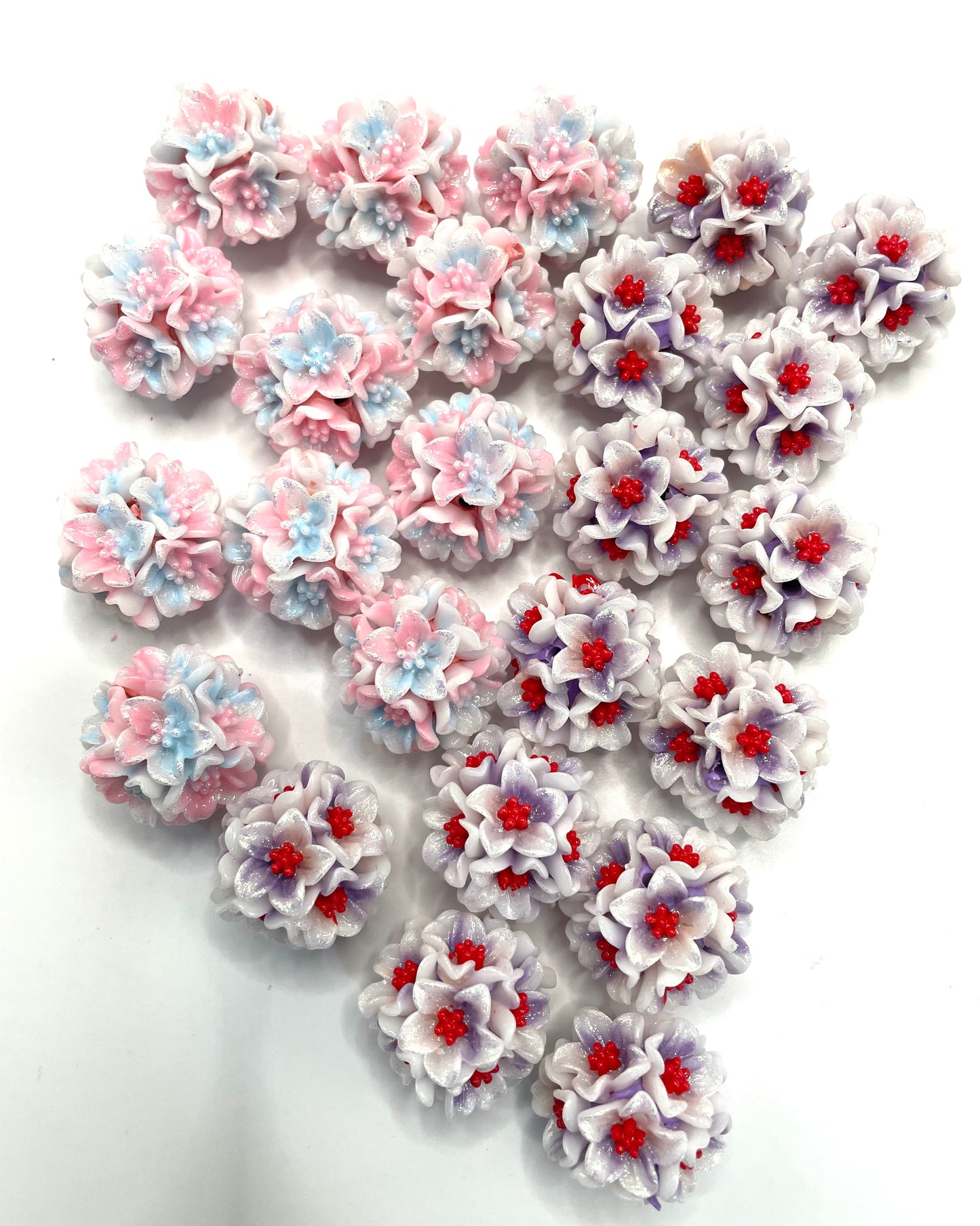 Soft flower random mix color beaded flower diy beads