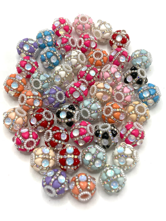 Acrylic heart beads Love and Pearl Gasket Chain Bubble beads Random Mix 21mm