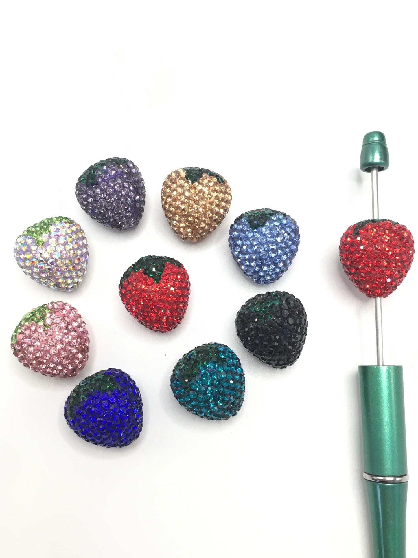Strawberry Clay Beads And Rhinestones,Random Mix,22mm by 20mm