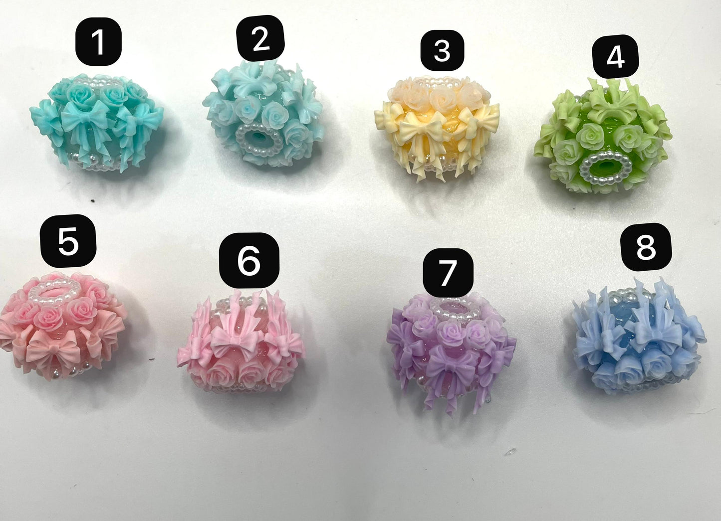 diy fancy flower beads rose flower with bow and pearl colored random mix beaded beadable flower