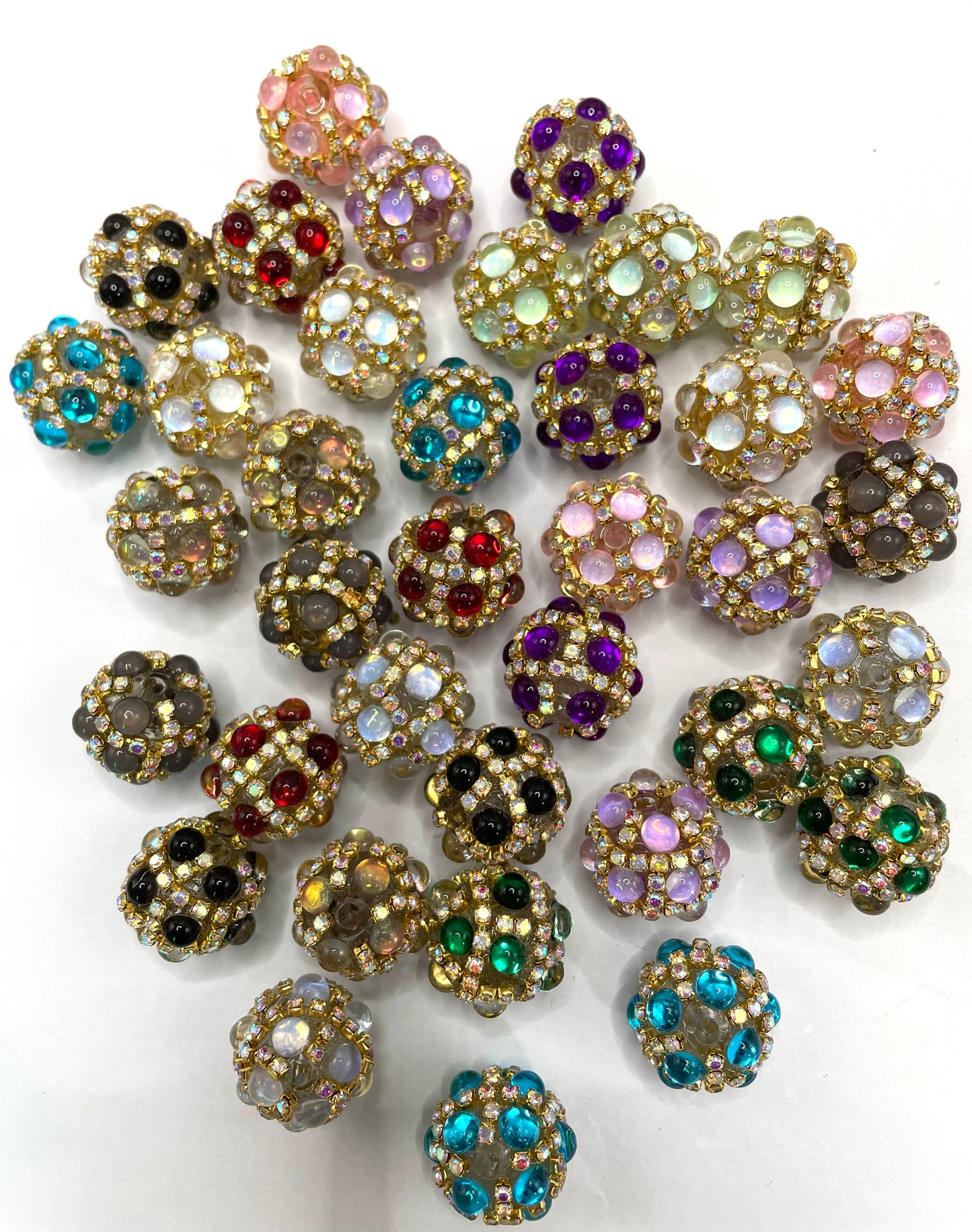 Fancy Bubble Jewelry Bead Multicolor gold color rhinestone Chain Acrylic Beadsfold color chain,Random Mix