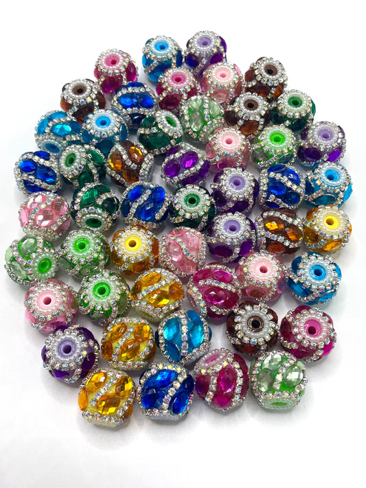 Fancy Beads Ellipse Mirror glass Rhinestone Chain and pearl Spacers Acrylic beads Random Mix 18mm