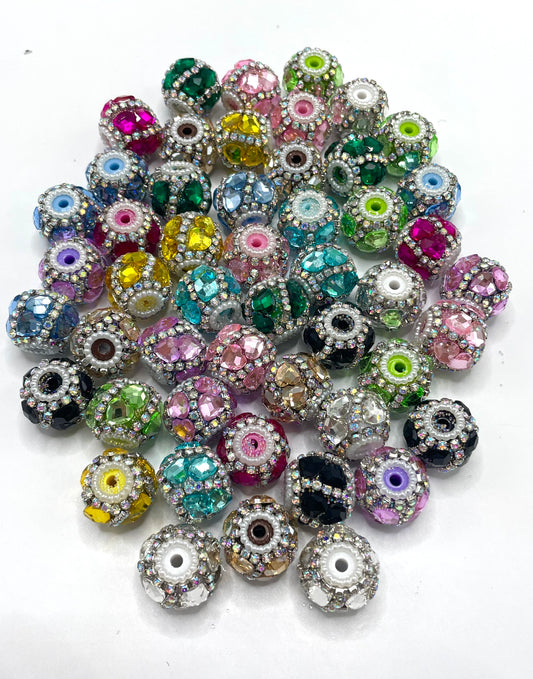double heart beads crystal heart bead with rhinestone chain fancy beads random mixed