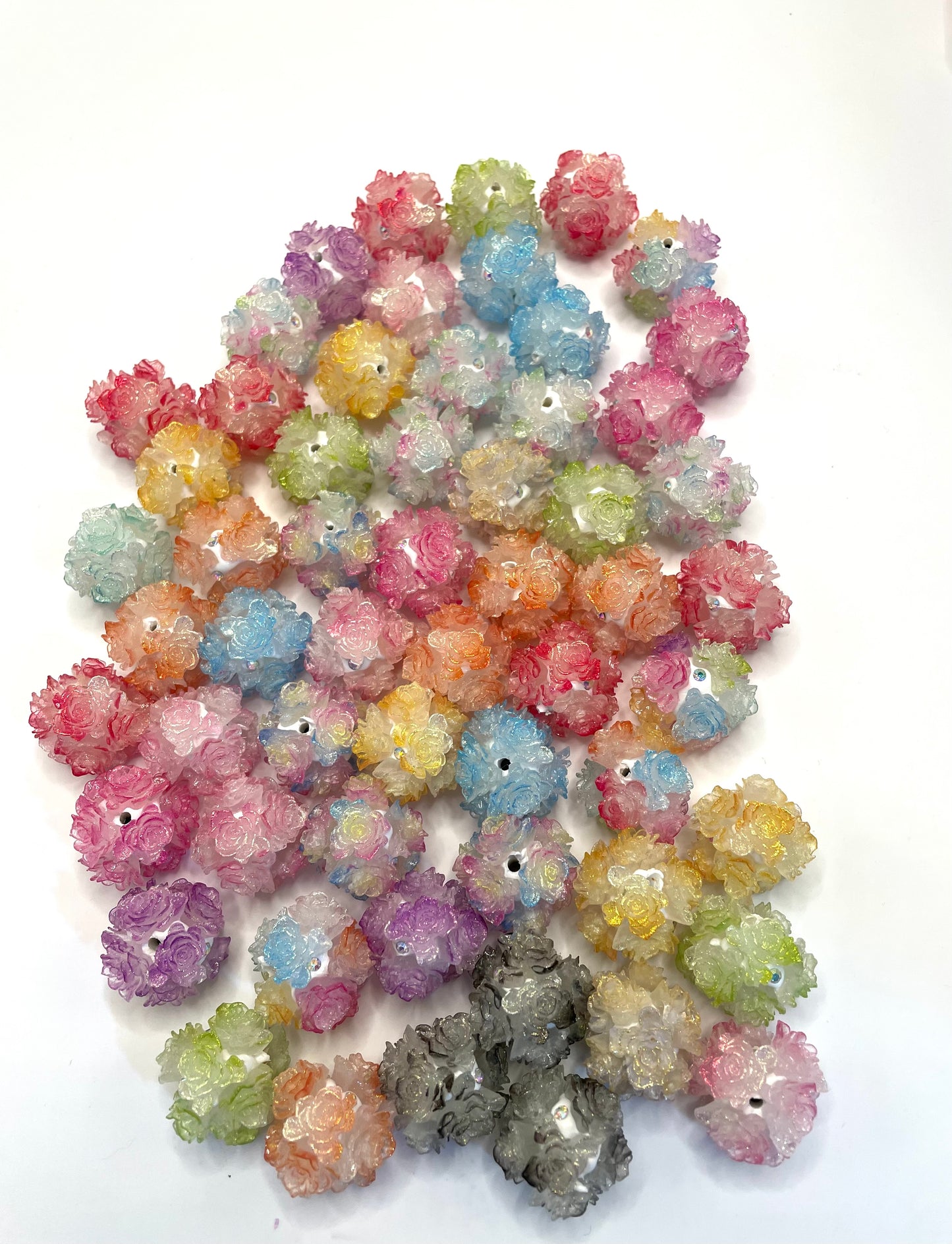 Flower bead soft flower petal edge with glitter random mix color
