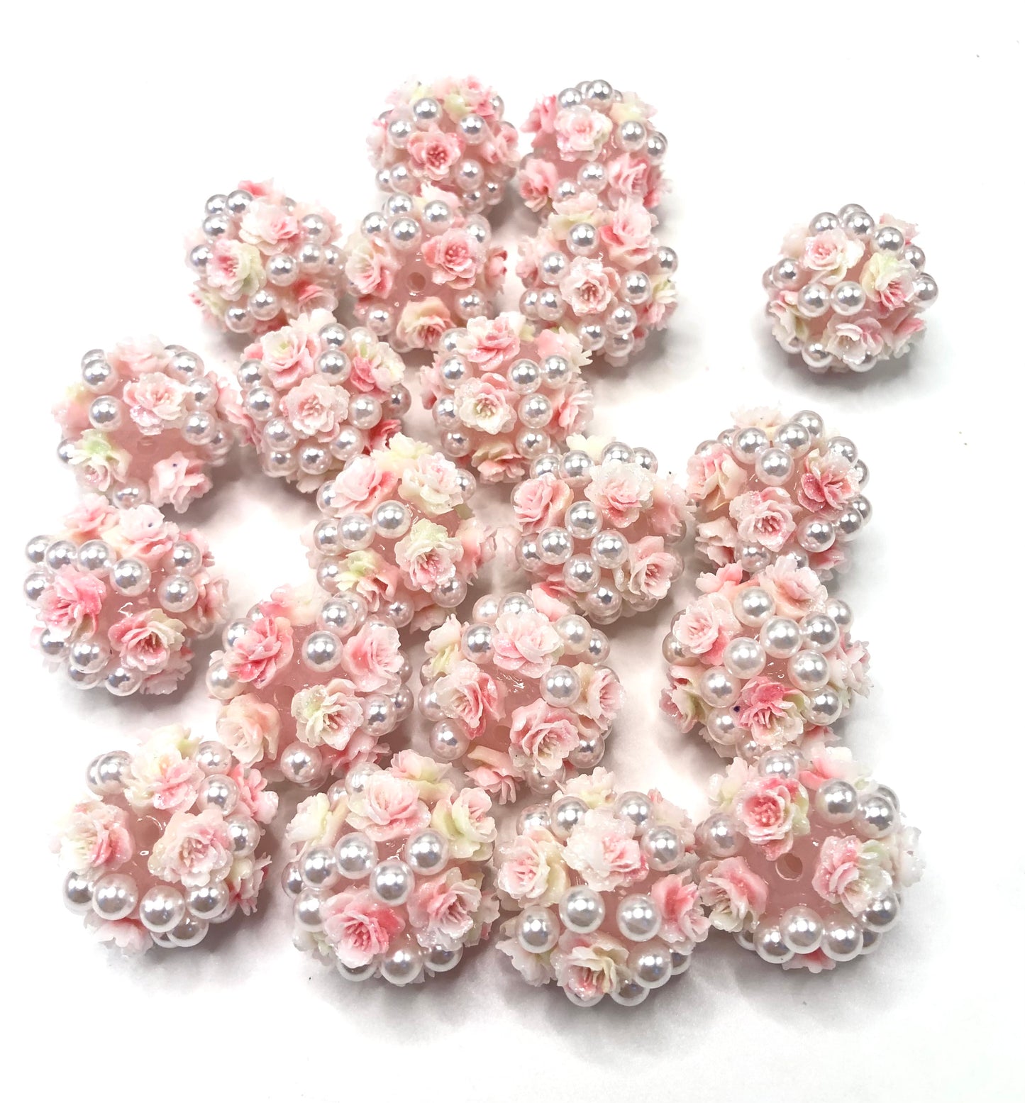 acrylic base bead soft rose flower ornament with peral colored ,random mix
