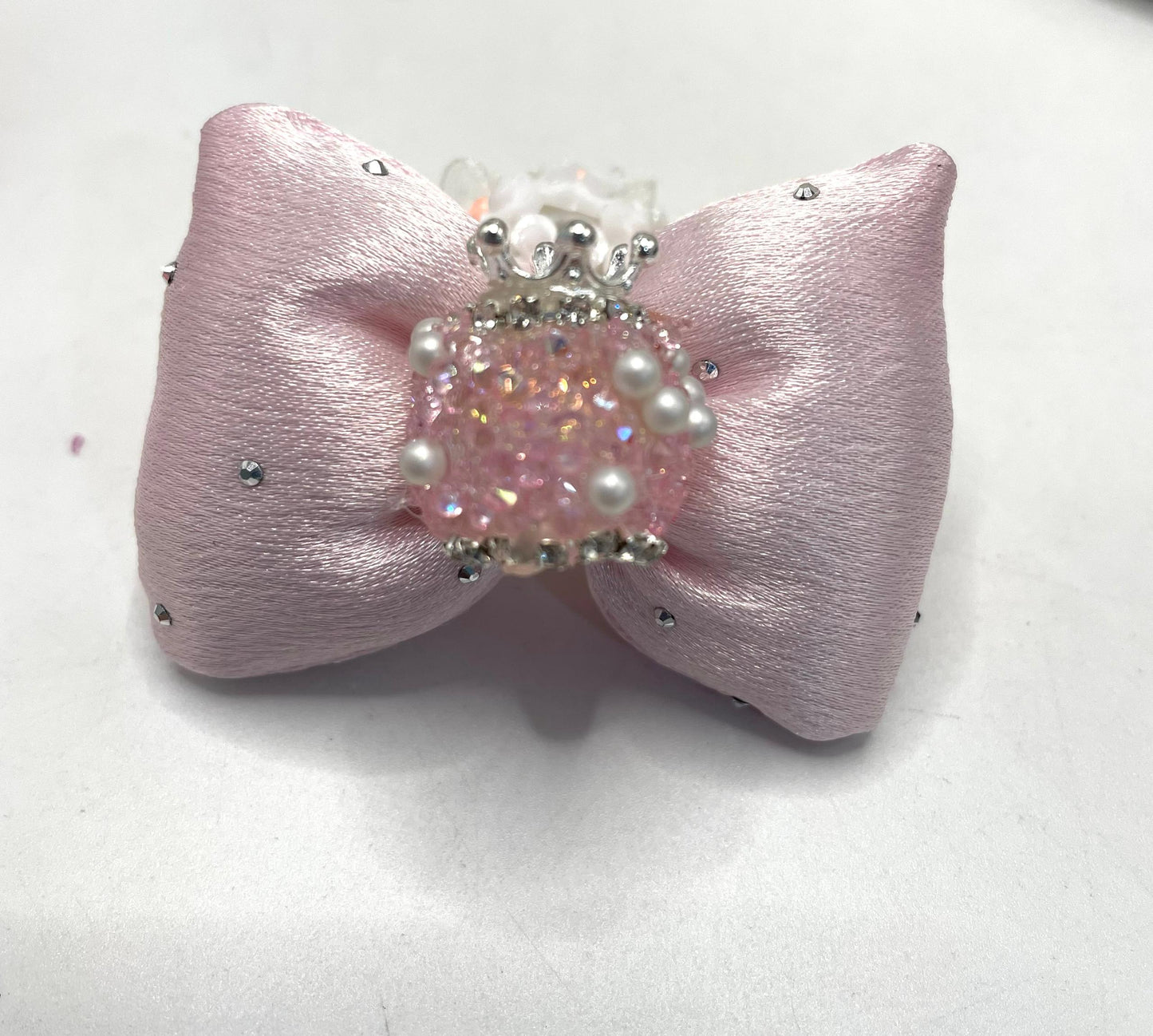 textile fabrica with crown bead fancy bead silk bow pillow fancy bead craft with crown organza silk finishing bow ,ornament with pearl and sugar stone, delicate handcraft ,randon mix color