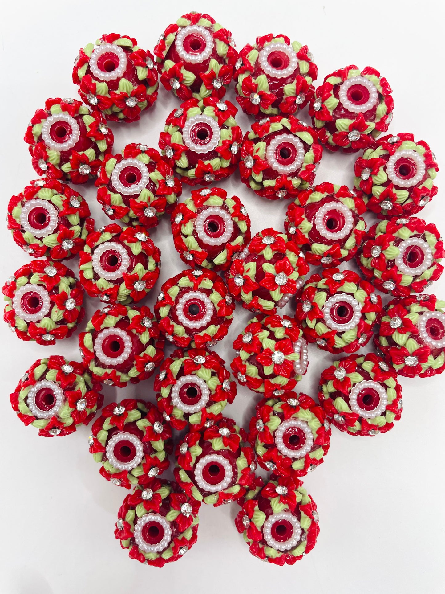 Flower beads Water droplet-shaped flower petal Pearl gasket Random Mix 20mm