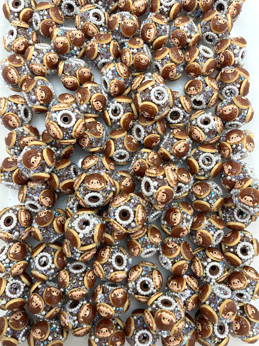 Beaded beadable monchichi figure character sugar pearl beads